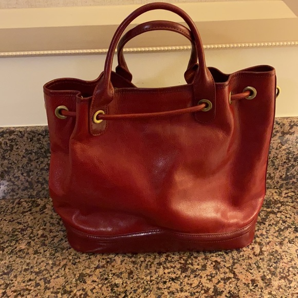 Red Leather Hand bag. New. Monsac. - Picture 2 of 9